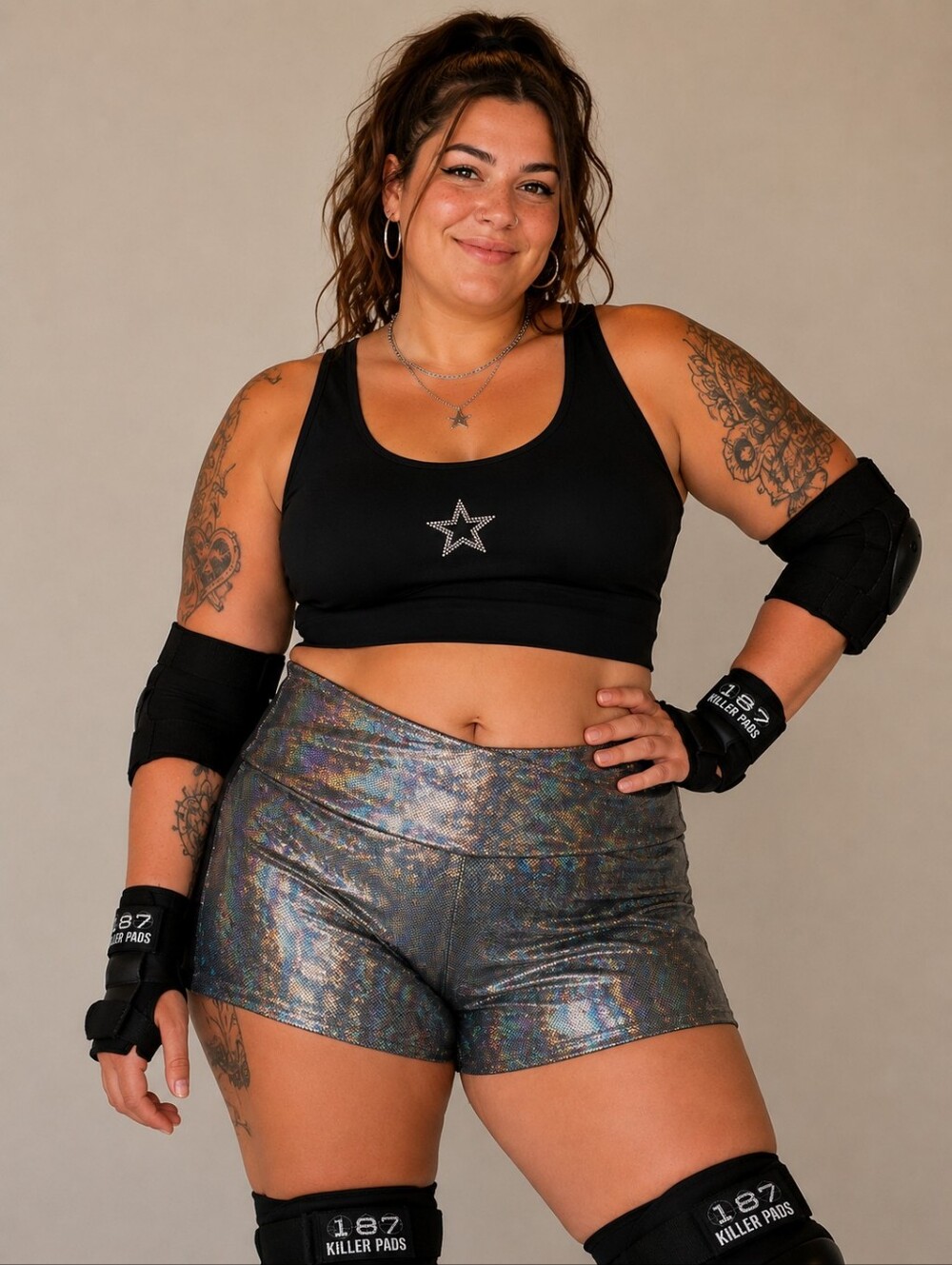 Derby Skinz Iridescent High Waist Women's Shorts - Roller Derby , Dance , Etc!
